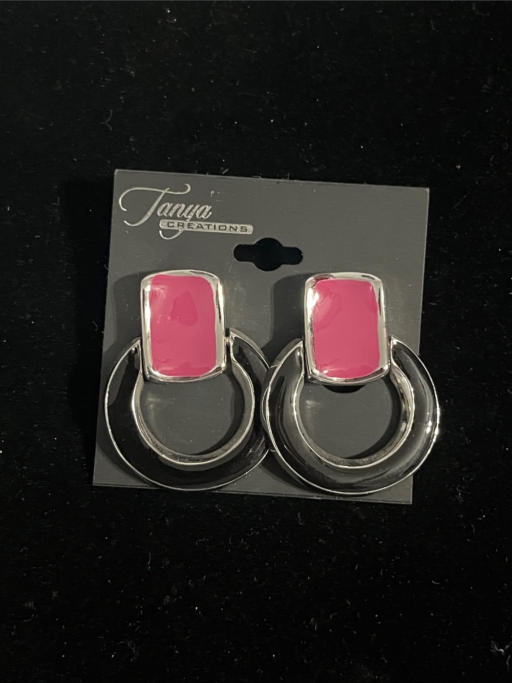Pink and Silver Hoop Drop Earrings